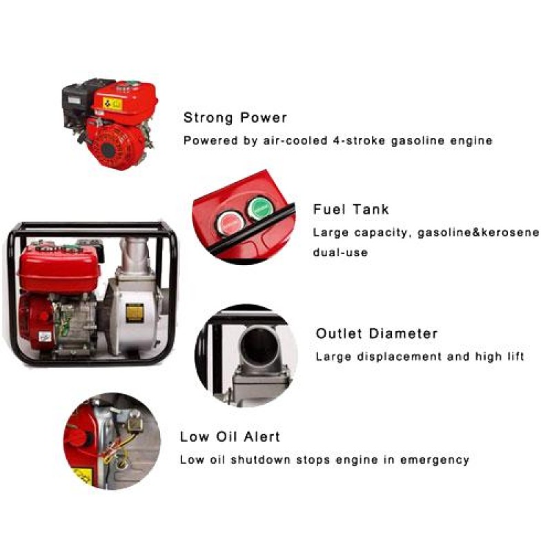6.5HP 196cc 4 Stroke Petrol Water Pump Set, WPK-30