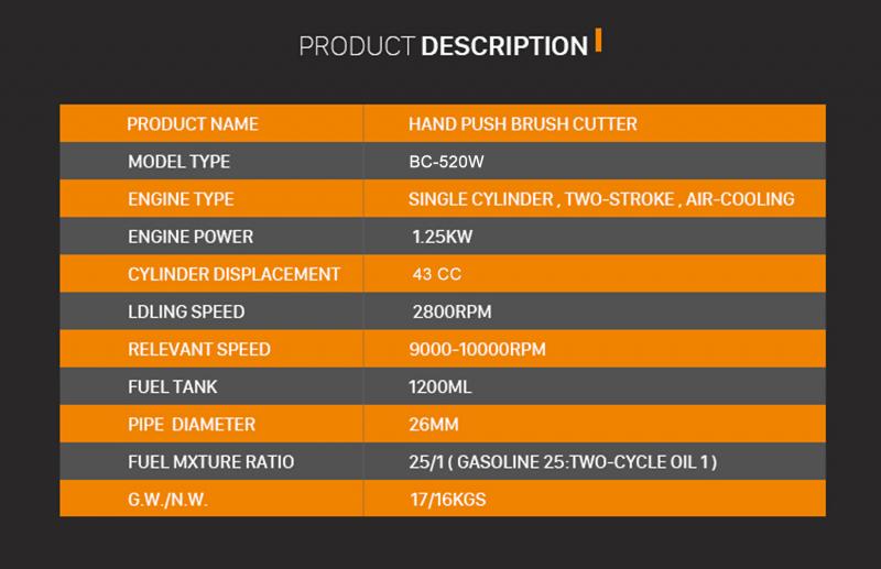 43cc 1.95 HP 2 stroke Heavy Duty Petrol Grass Cutter Trolley Type, BC-520W