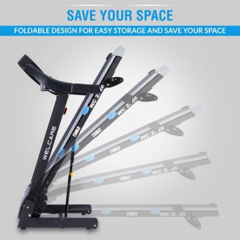 WELCARE WC2266 2 HP ( 4HP PEAK) Folding Treadmill, Electric Motorized Exercise Machine for Running & Walking